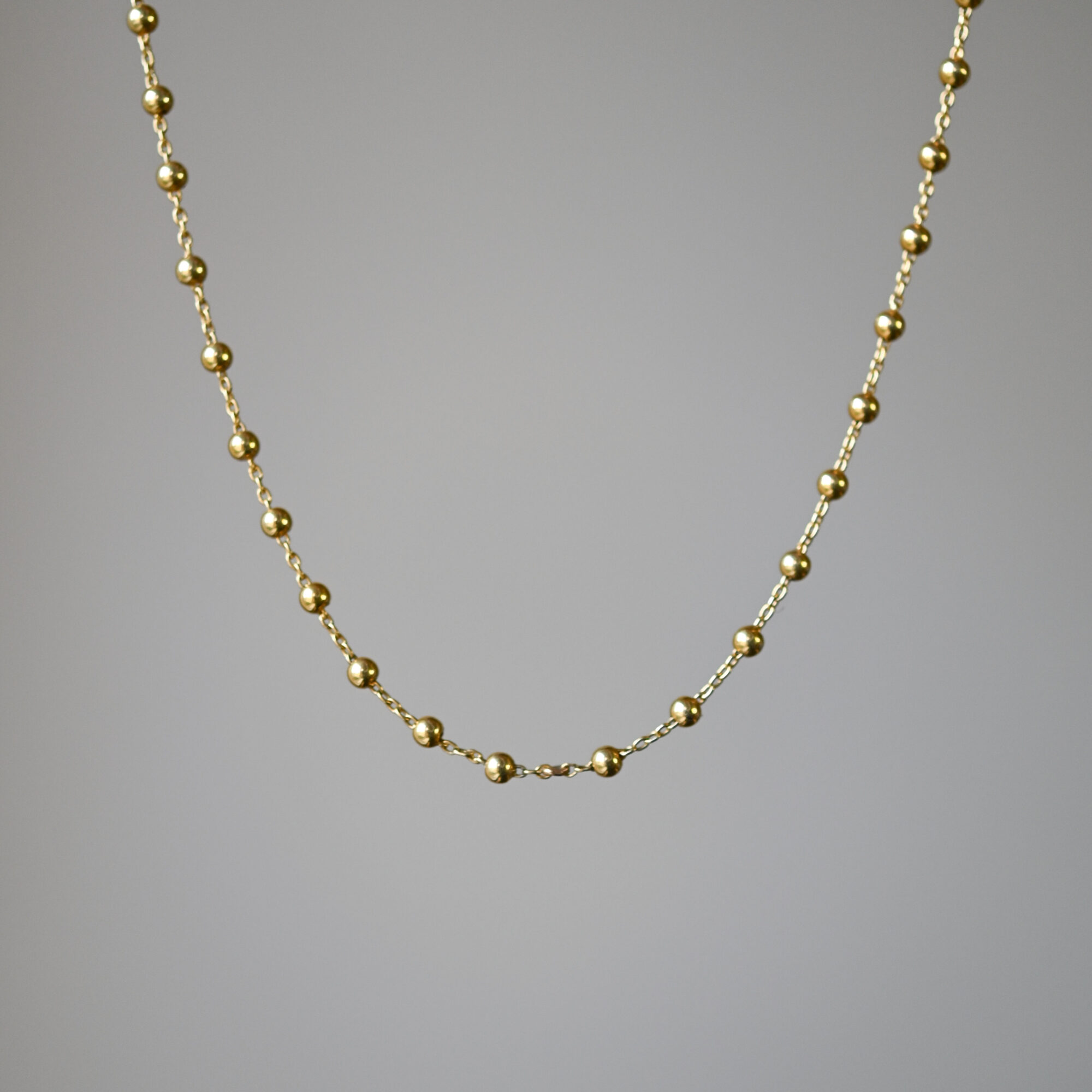 Antique Edwardian 15ct gold lattice bead chain 24 inches, c.1910