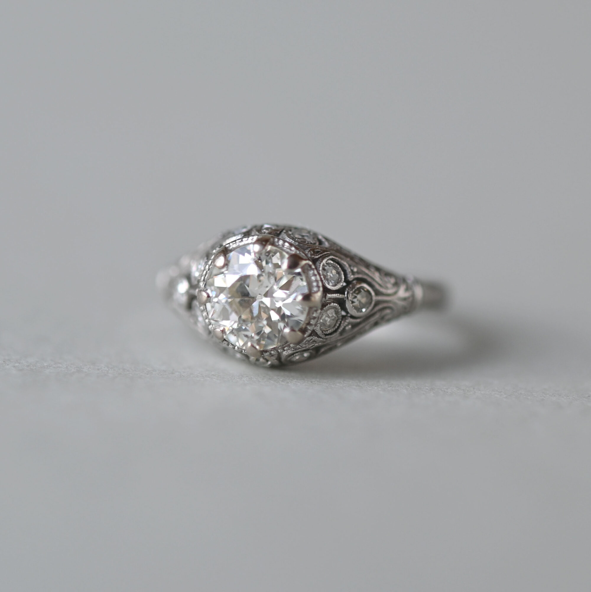 Exceptional Art Deco transitional cut diamond platinum ring ** ON HOLD ** - Image 5