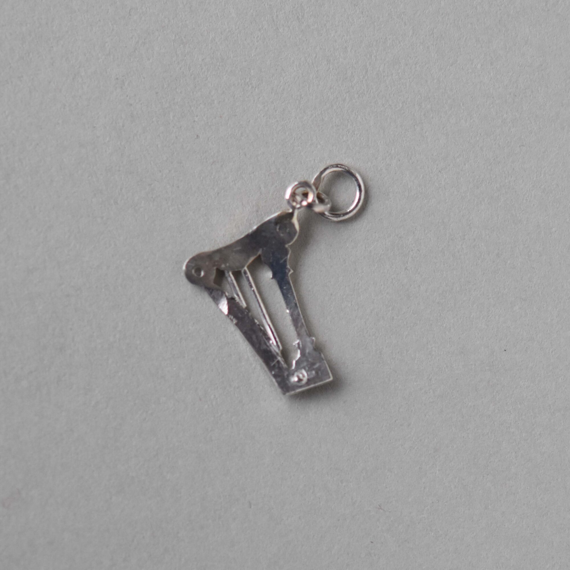 Victorian rose cut diamond silver Irish harp charm pendant - Image 3