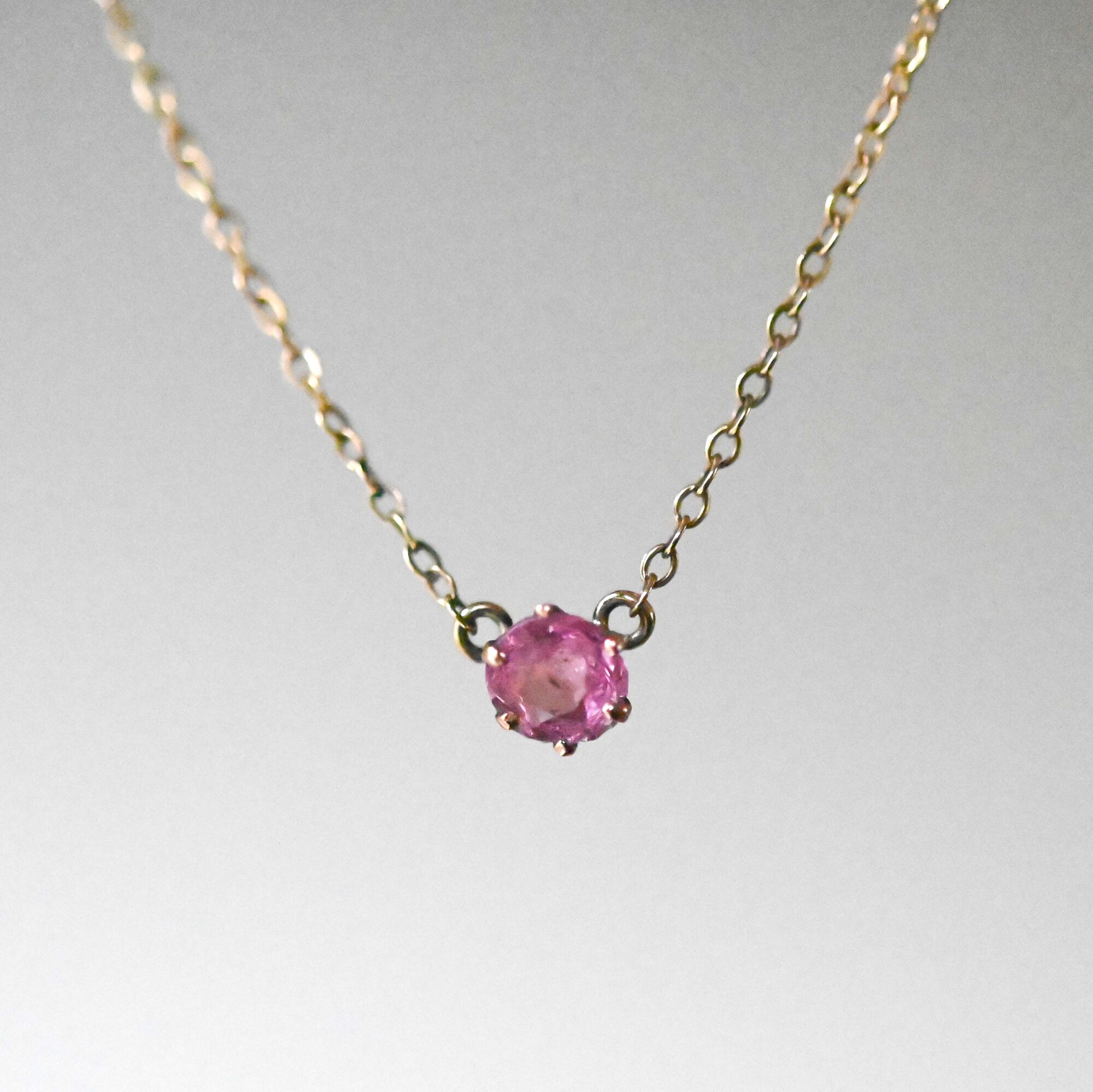 9ct gold cutie pink tourmaline necklace