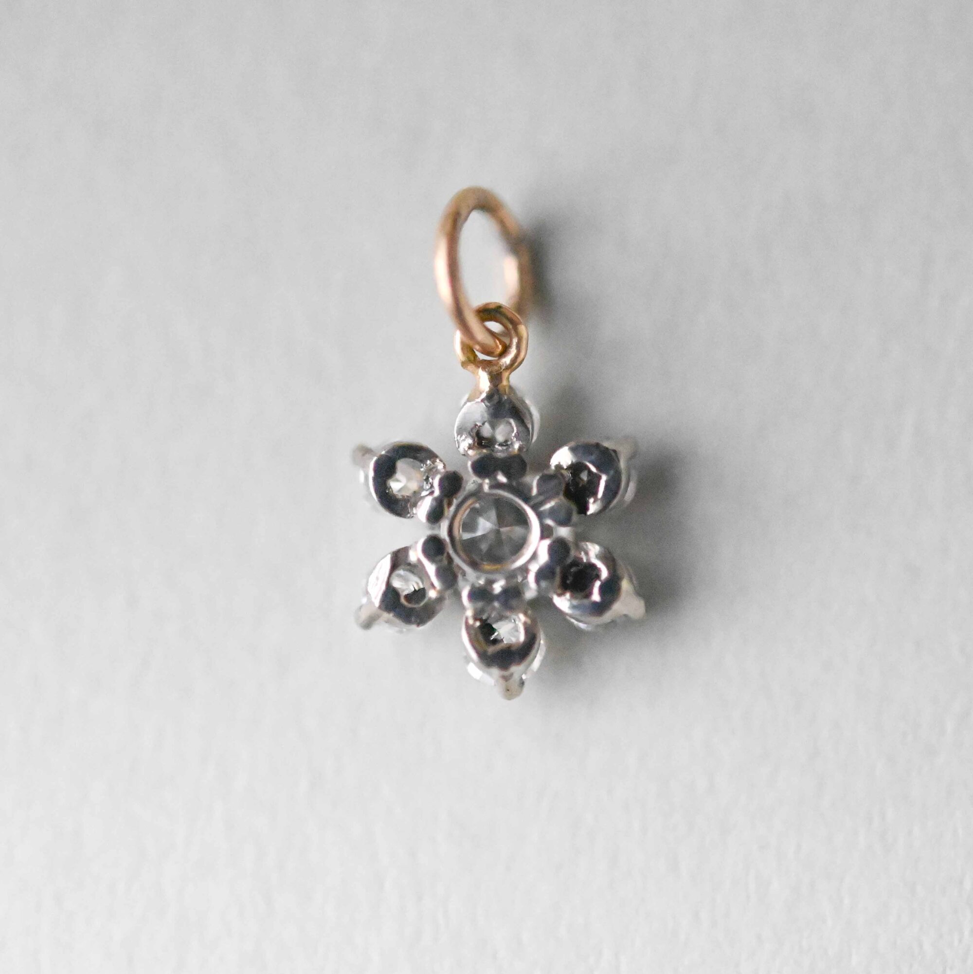 Platinum and gold diamond cluster pendant c.1930s - Image 4