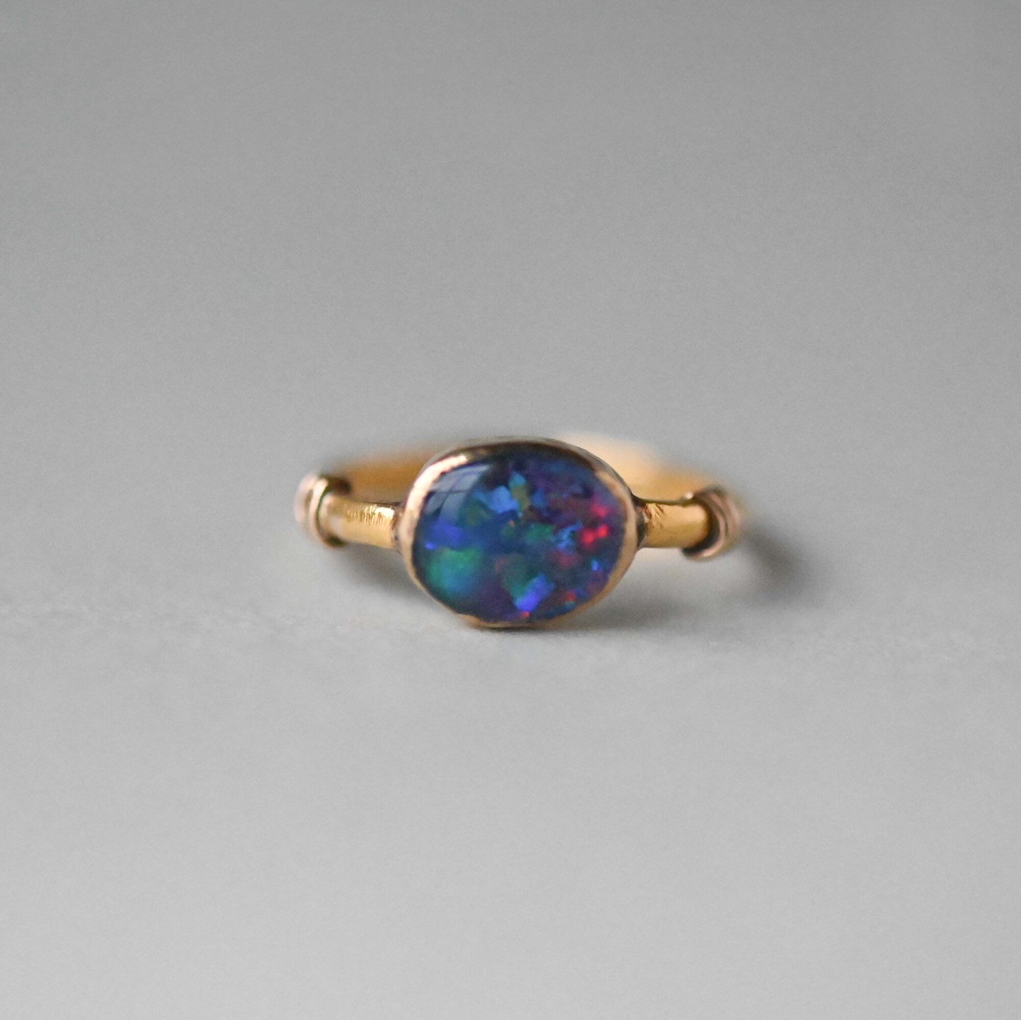 Antique 22ct gold opal doublet ring with Georgian duty mark