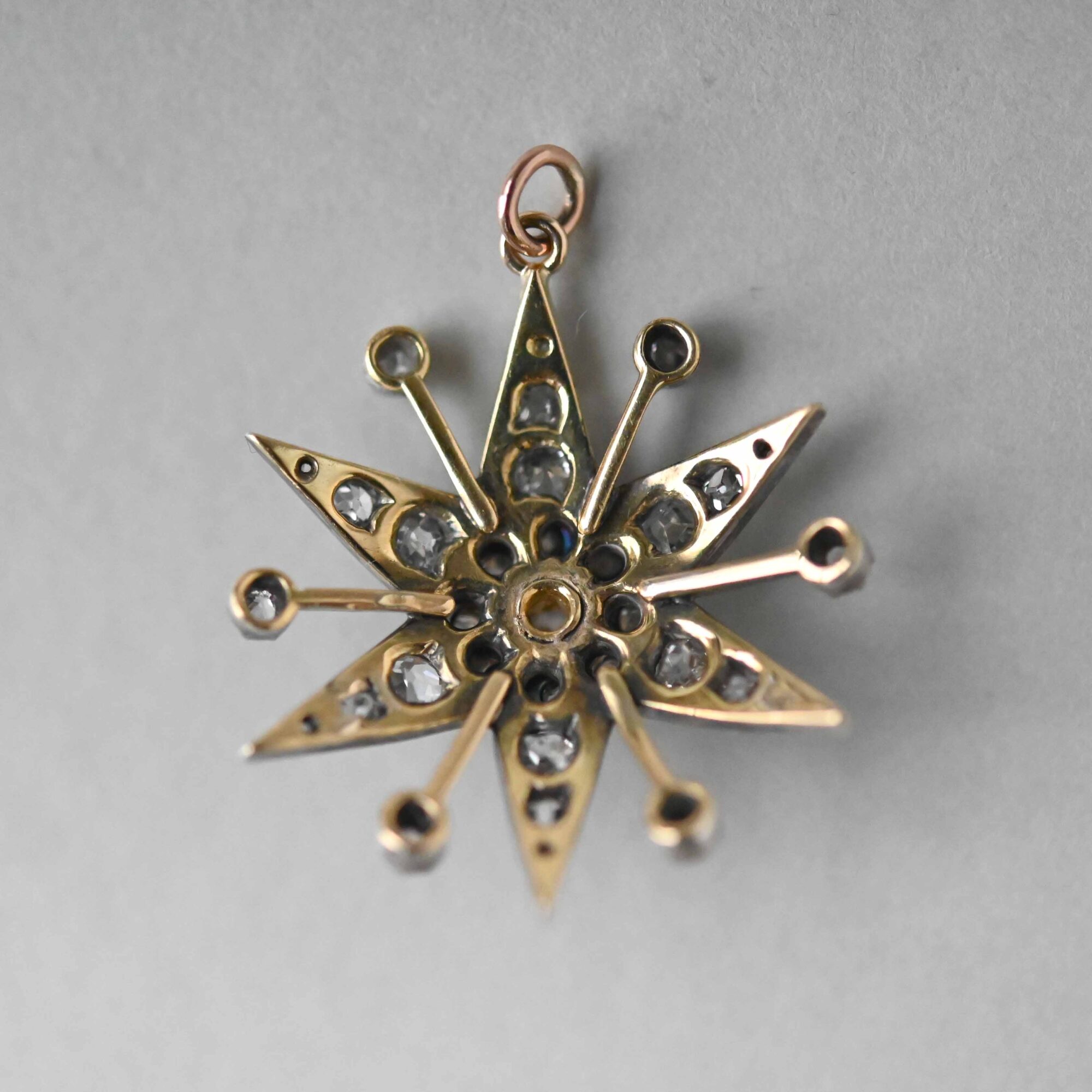 Antique Victorian old cut diamond starburst pendant c.1880s to 1900 - Image 3