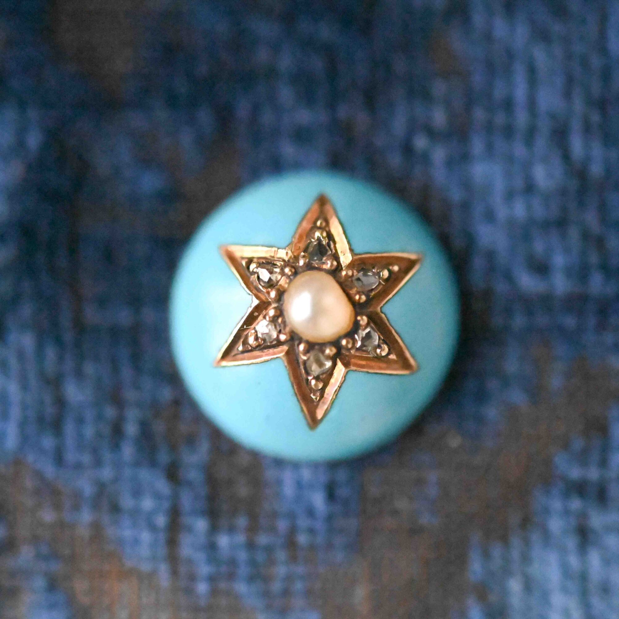 Cutie Victorian diamond, pearl and enamel starburst jewellery component - Image 2