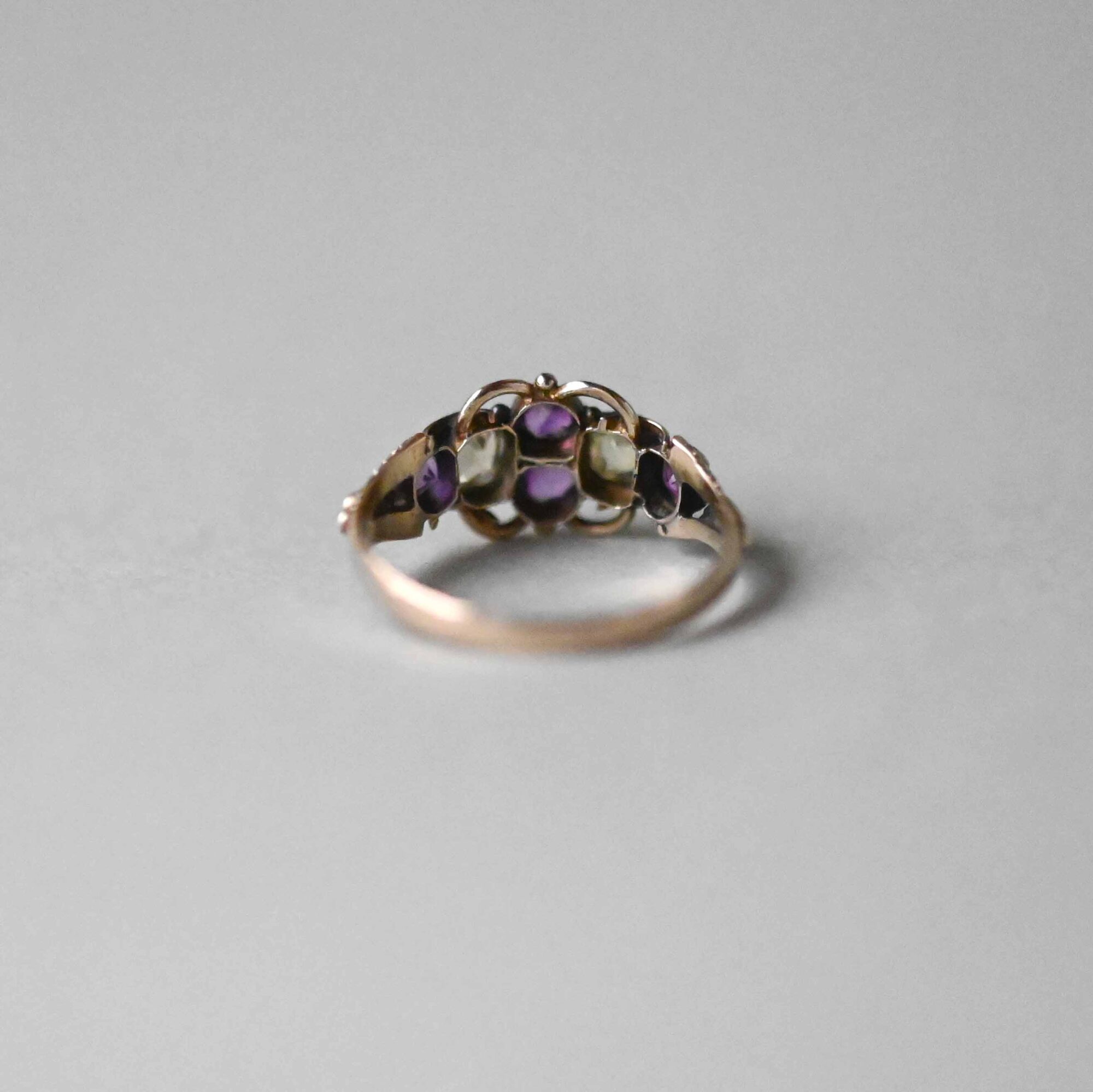 Victorian 15ct gold amethyst and chrysoberyl ring c.1880s - Image 4