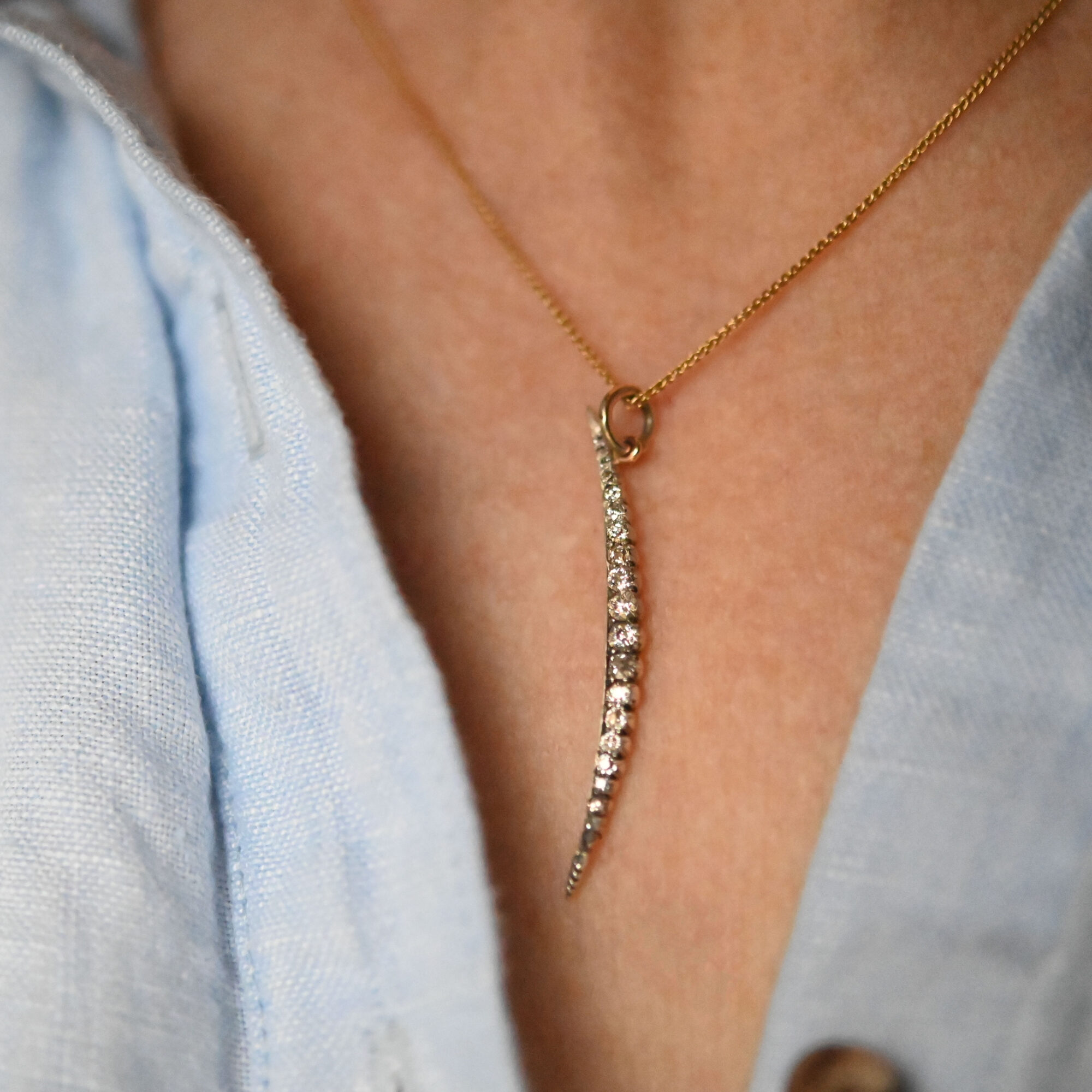 Victorian old cut diamond crescent pendant, c.1880s - Image 4