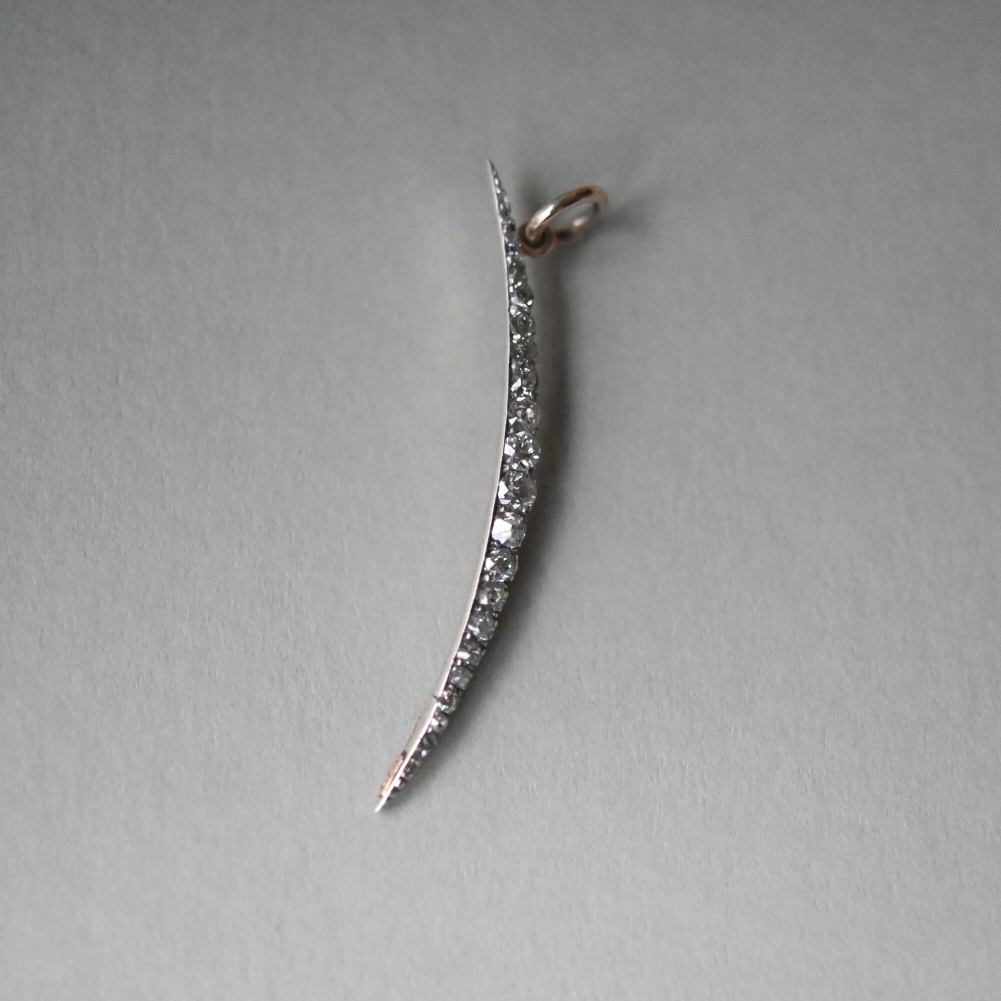 Victorian old cut diamond crescent pendant, c.1880s - Image 2