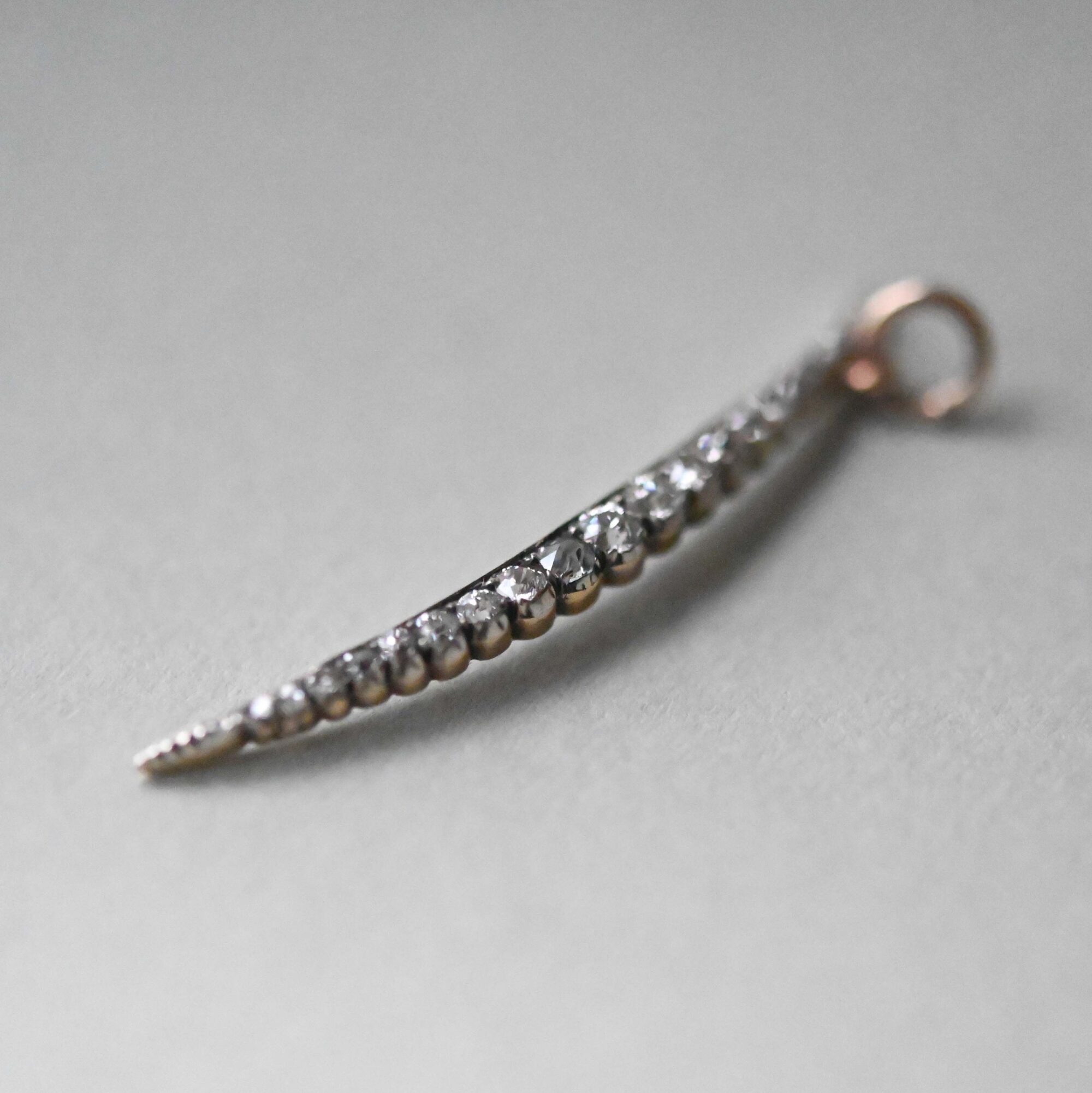 Victorian old cut diamond crescent pendant, c.1880s - Image 3