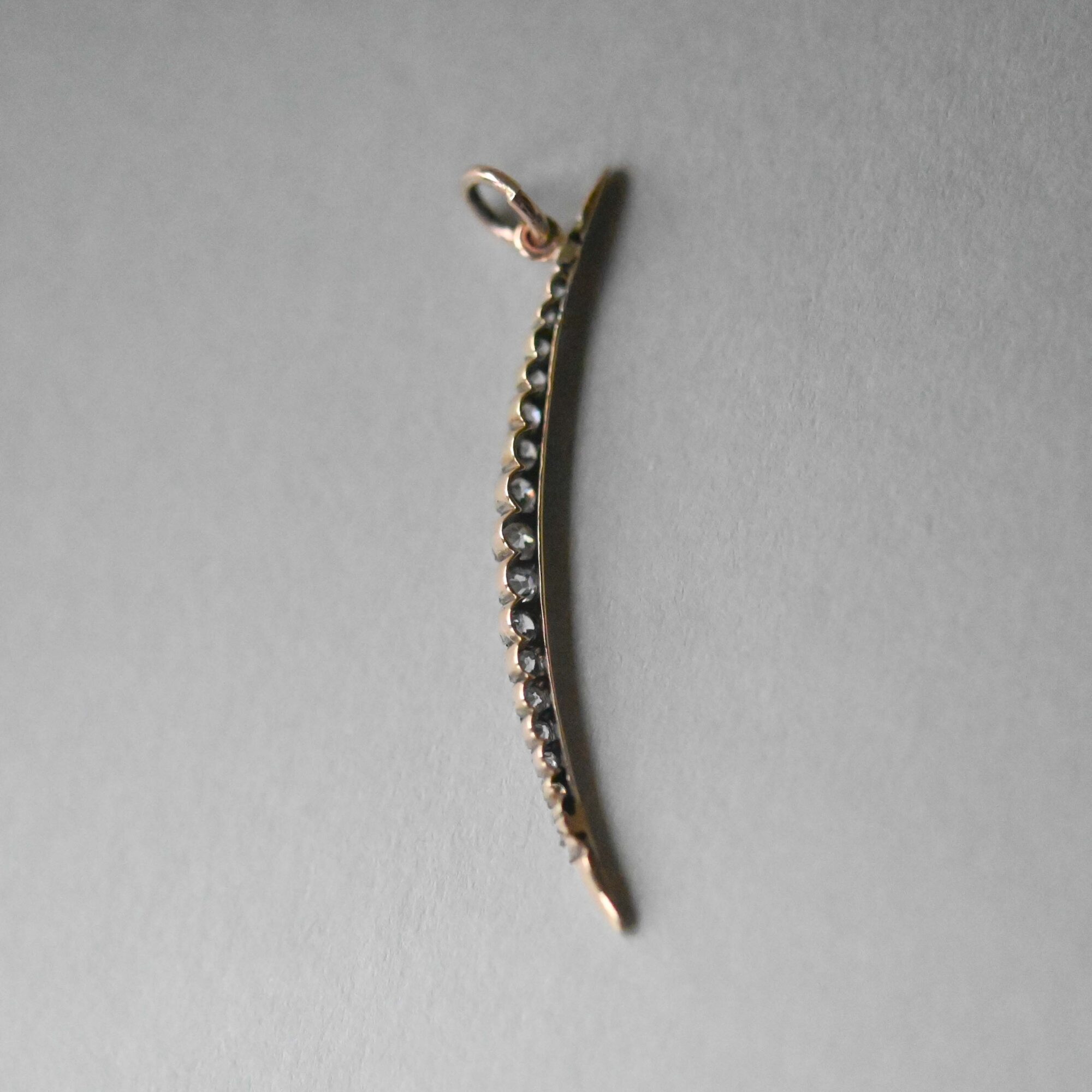 Victorian old cut diamond crescent pendant, c.1880s - Image 6