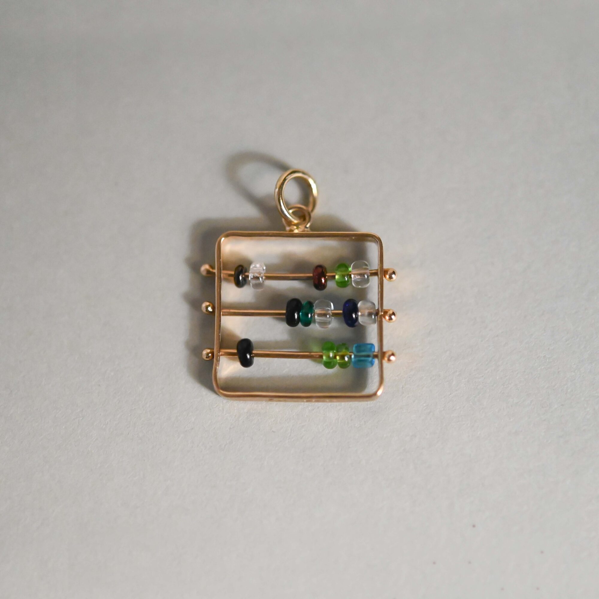 Aesthetic 9ct gold colourful bead abacus charm