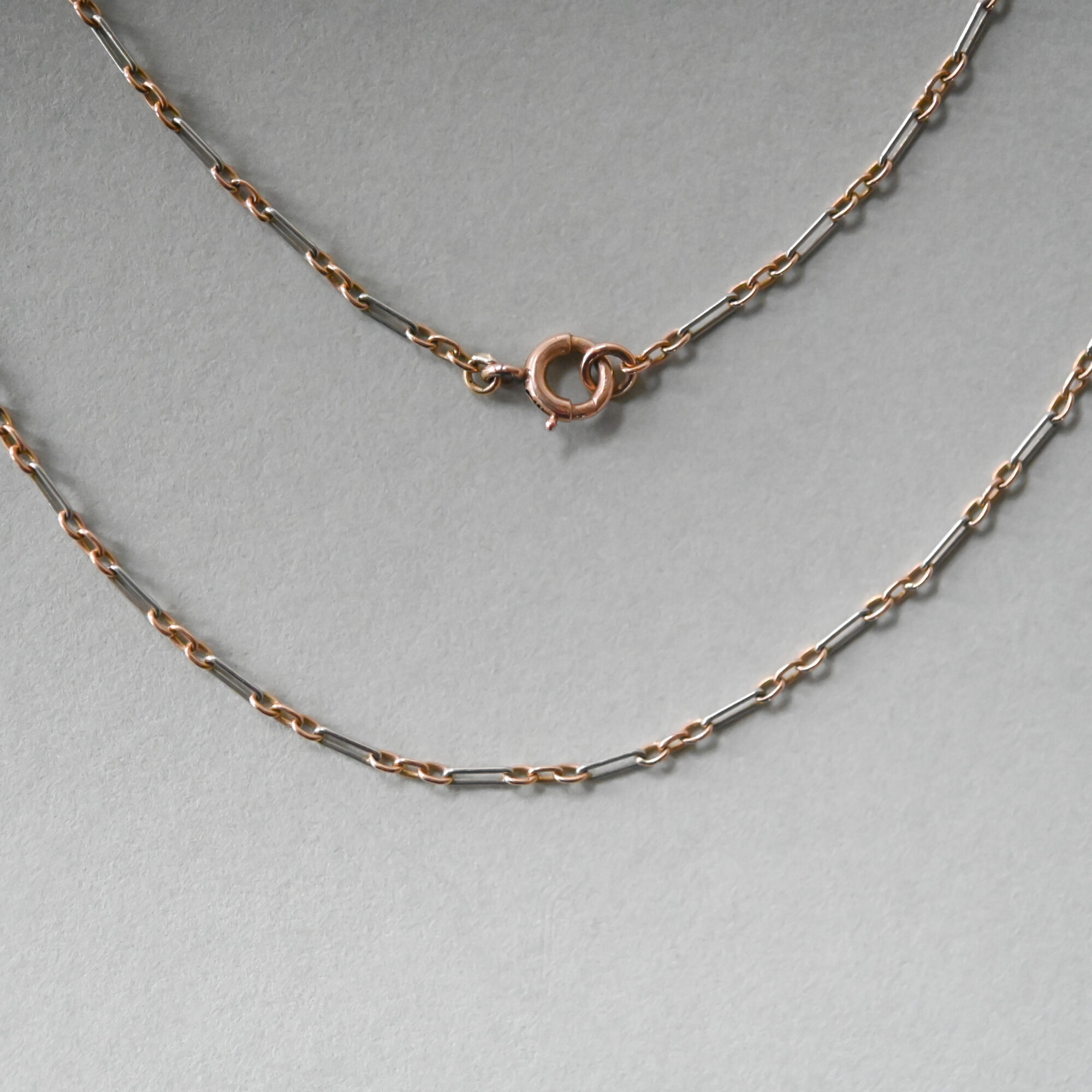 Antique Art Deco platinum and 9ct rose gold trace chain c.1920s - Image 3