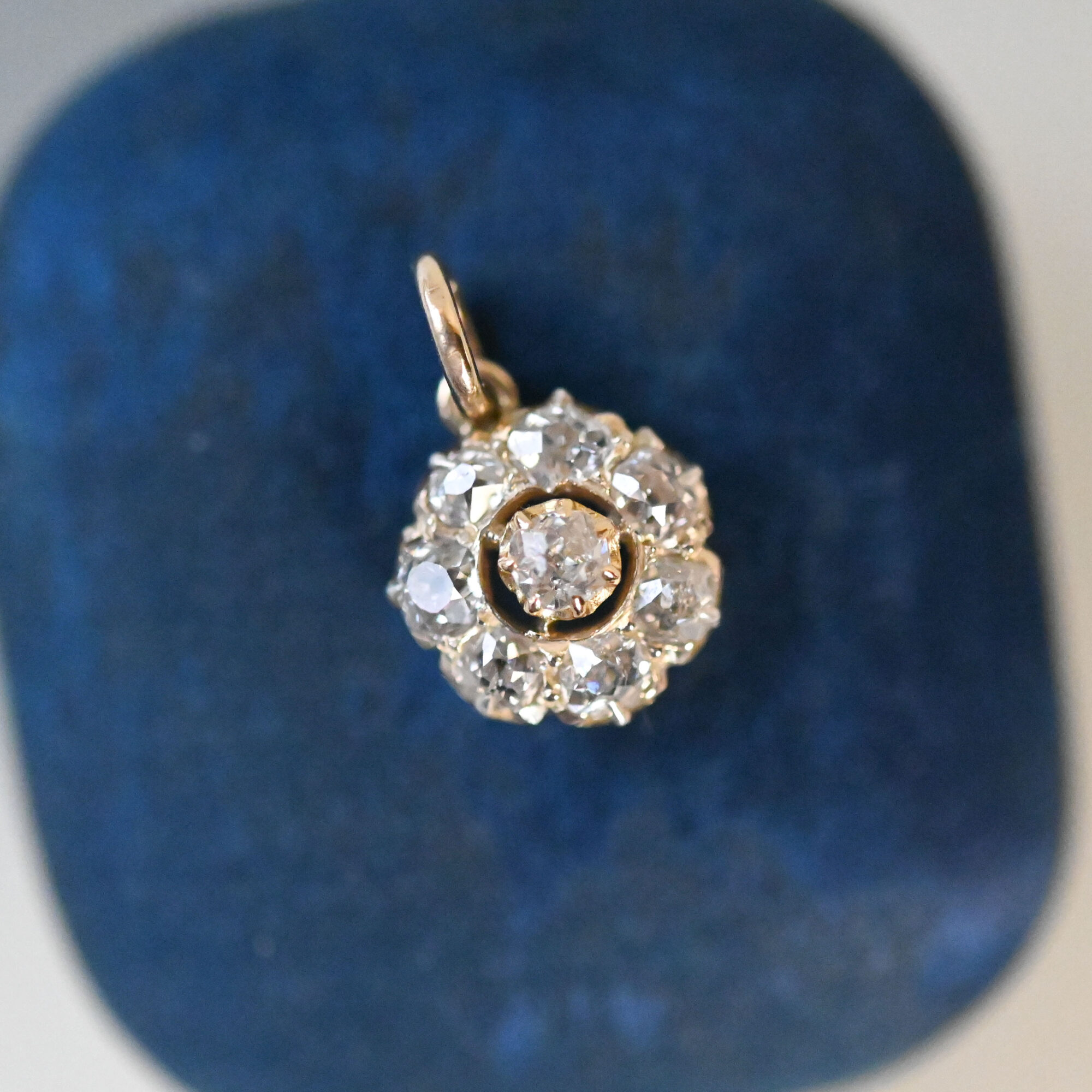 Antique Victorian old cut diamond cluster 9ct gold pendant, c.1890s - Image 2