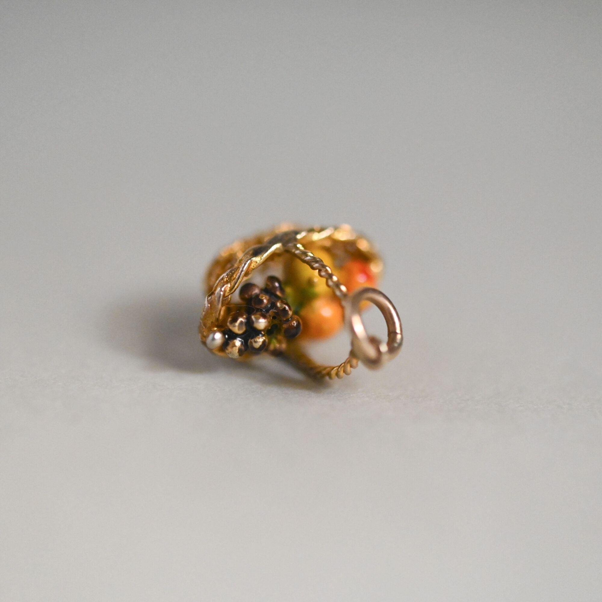 Vintage 9ct gold enamel fruit basket charm c.1960-70s