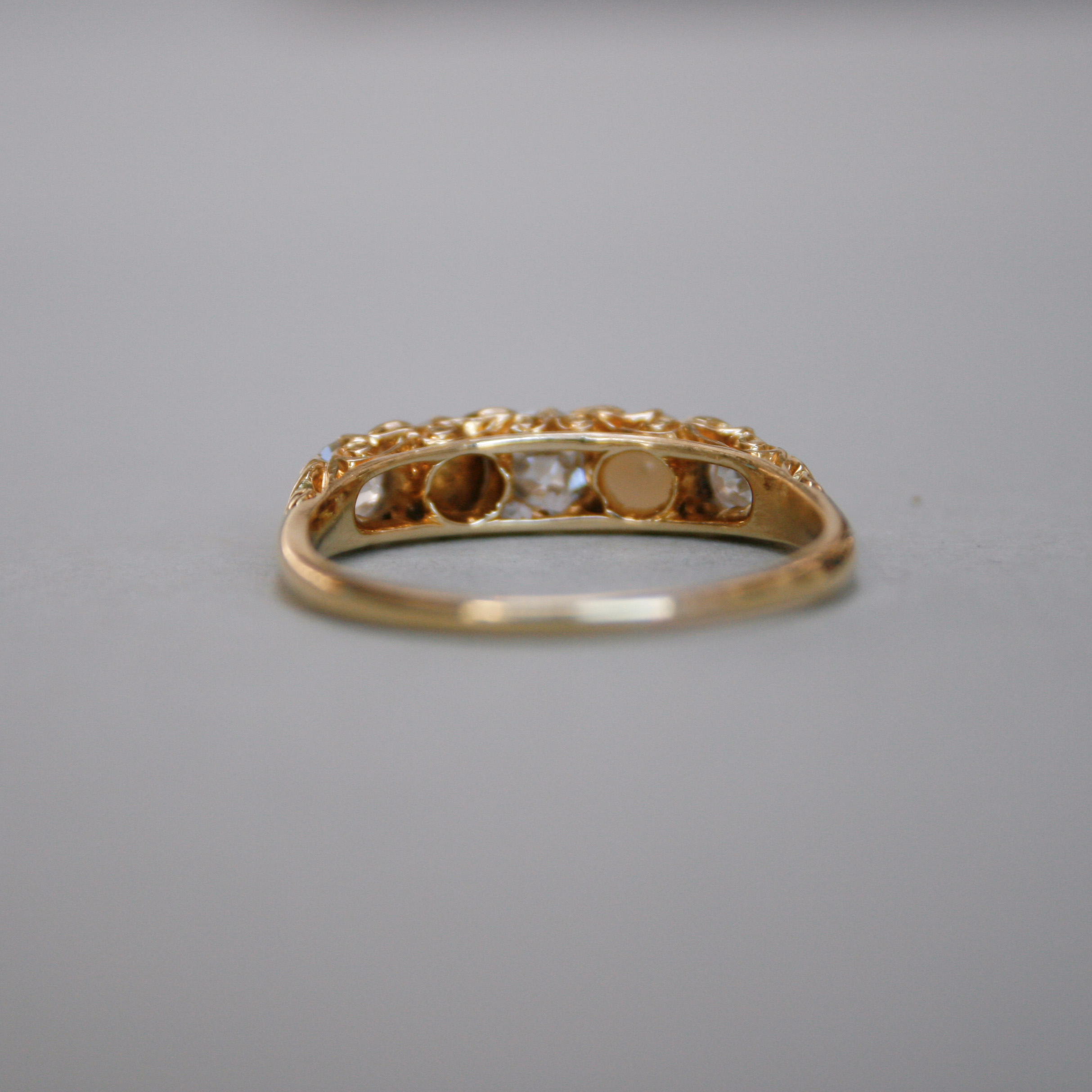 Antique 18ct gold old cut diamond and pearl ring - Image 4