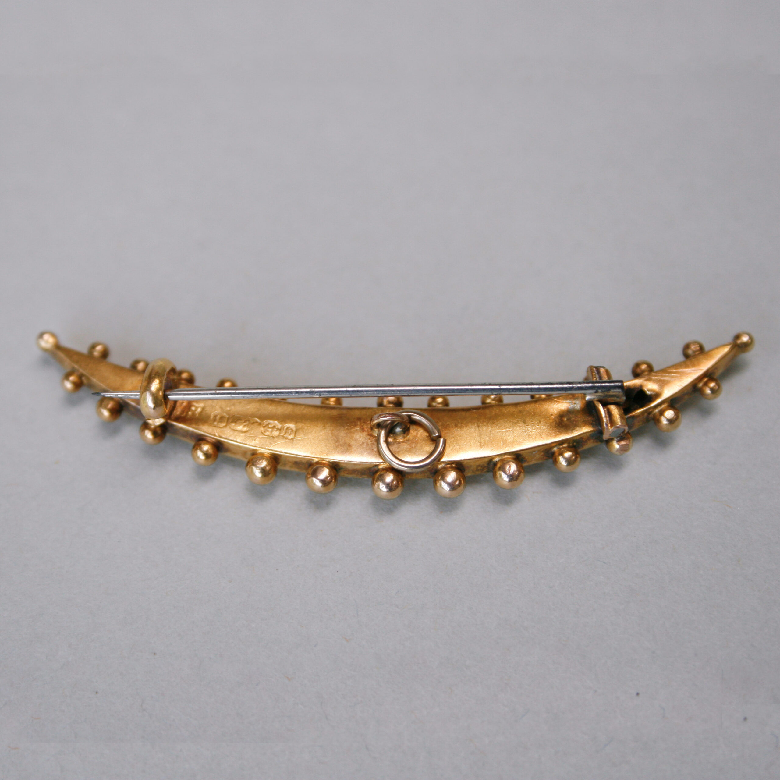 Victorian 15ct gold ruby and diamond crescent brooch, 1876 - Image 3
