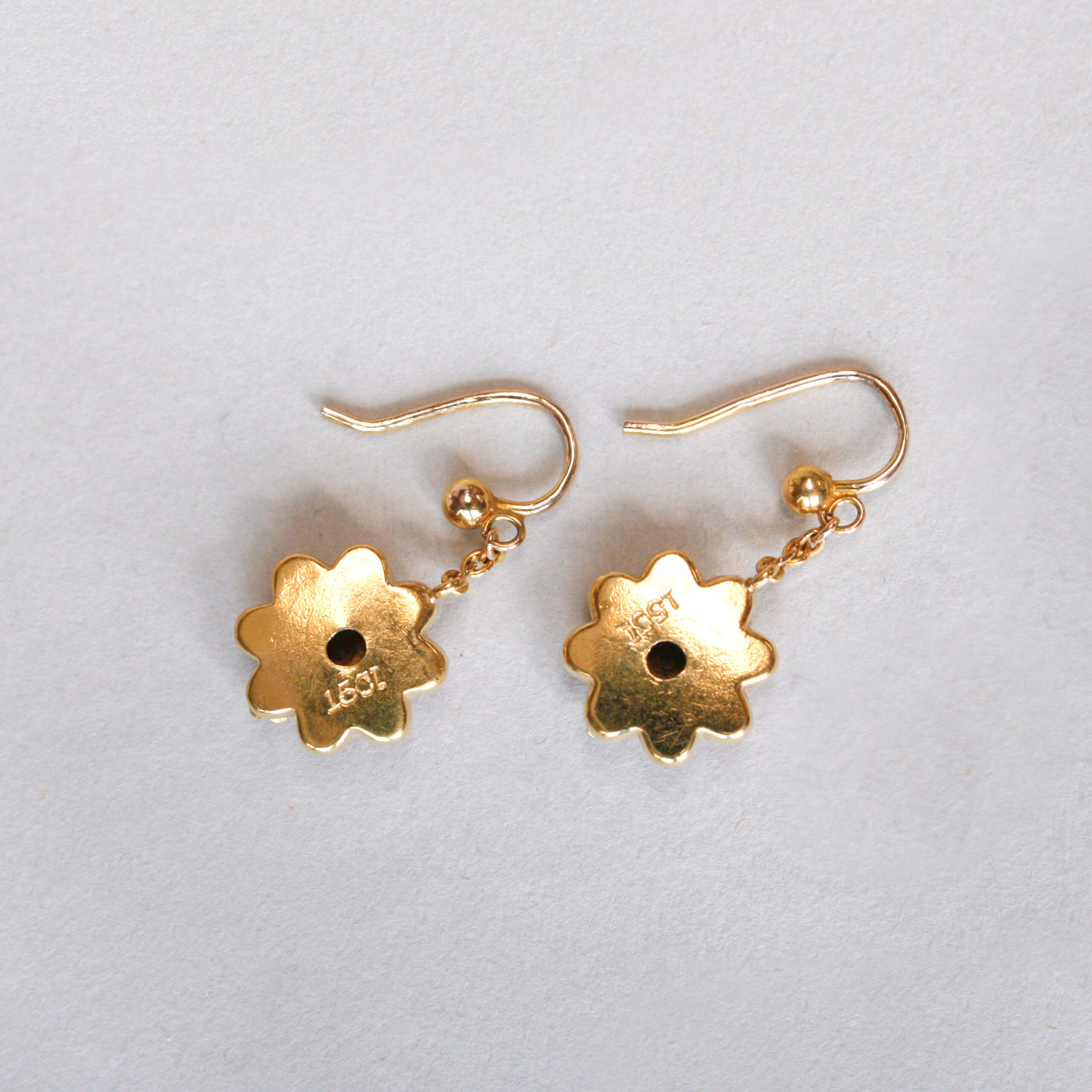 Antique Victorian 15ct gold starburst drop earrings c.1880s - Image 3
