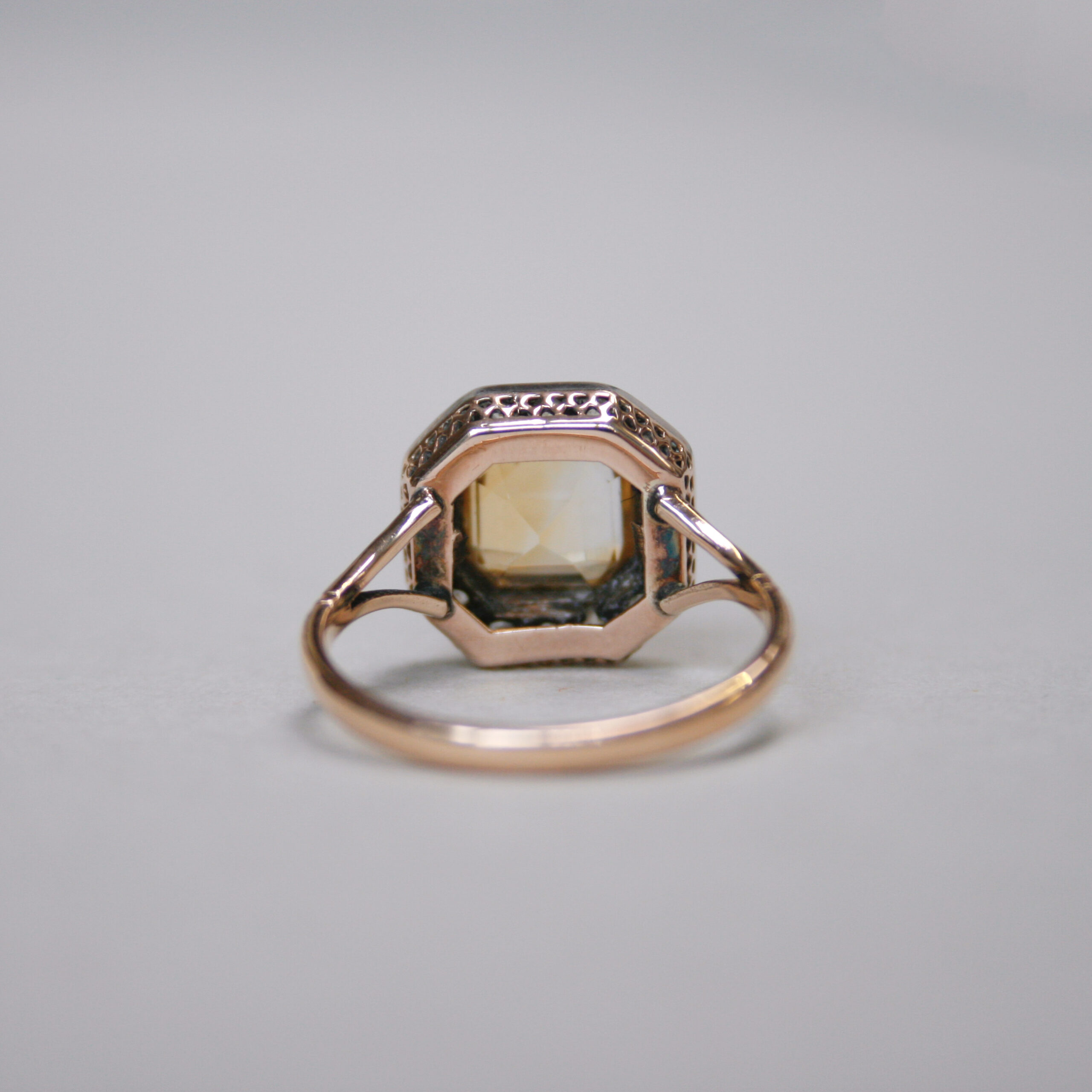 Early Victorian 15ct gold citrine and old cut diamond cluster ring, c.1840s - Image 5