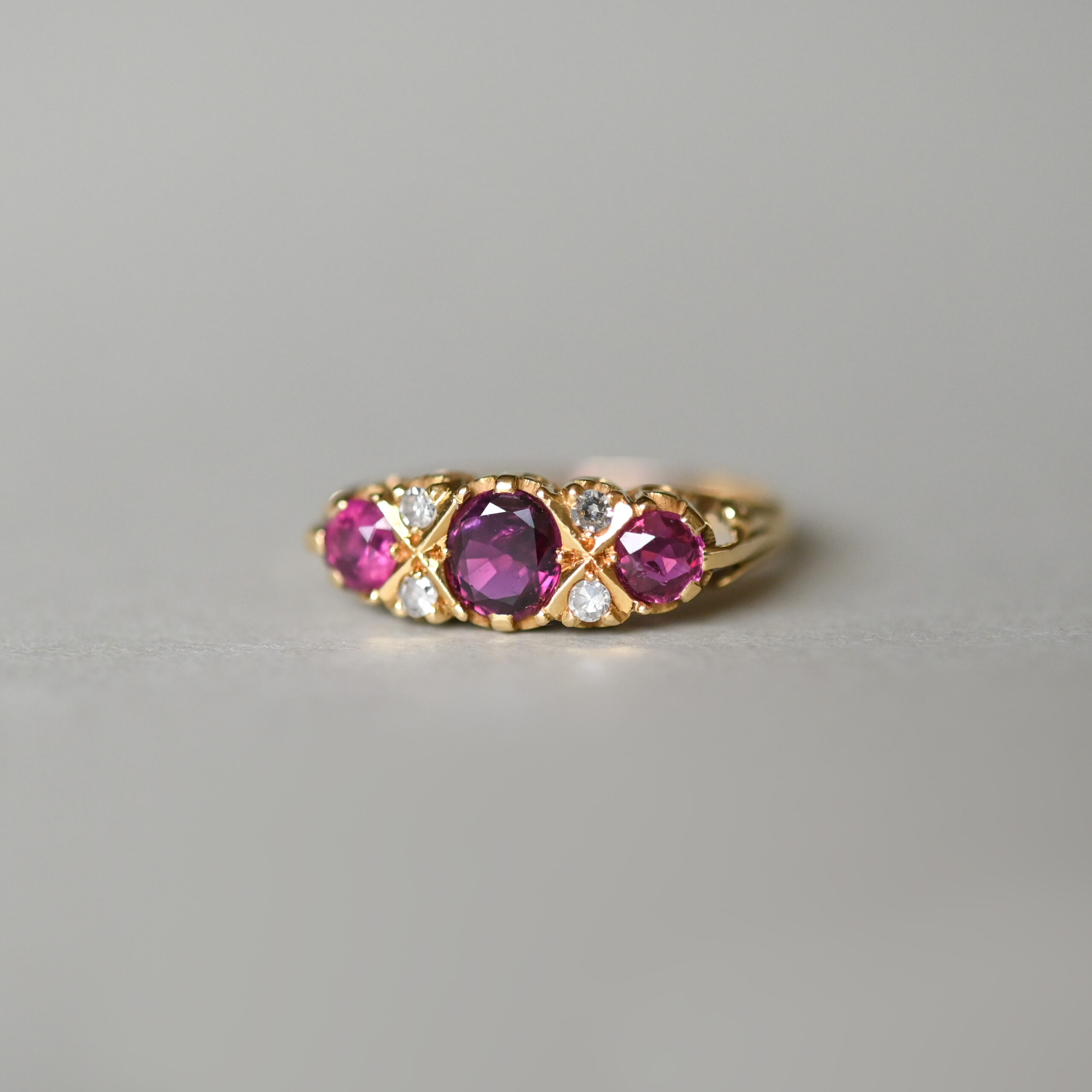Antique Edwardian 18ct gold spinel and diamond ring, retailed by Apsrey & Co. - Image 2