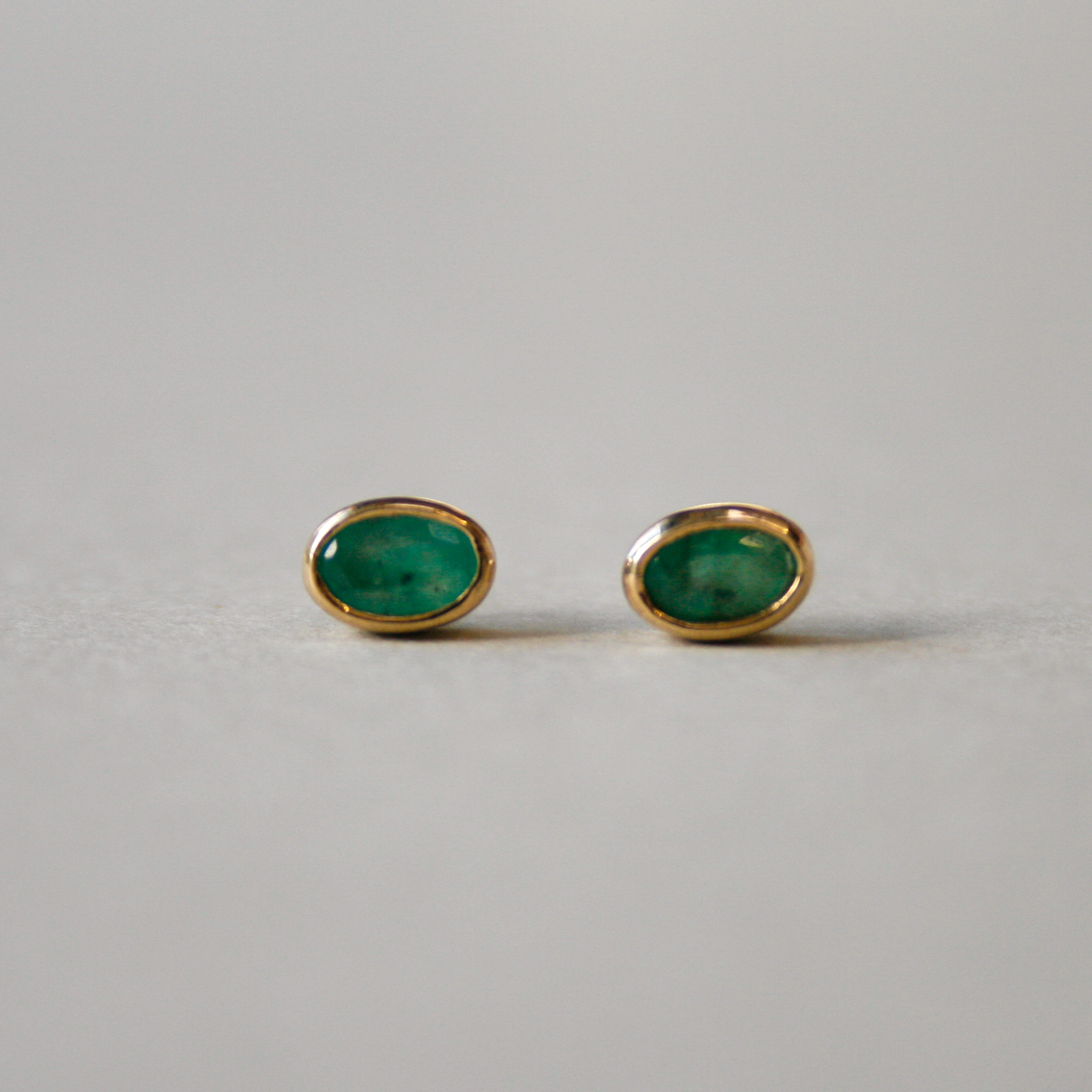 Classic pair 9ct gold emerald earrings