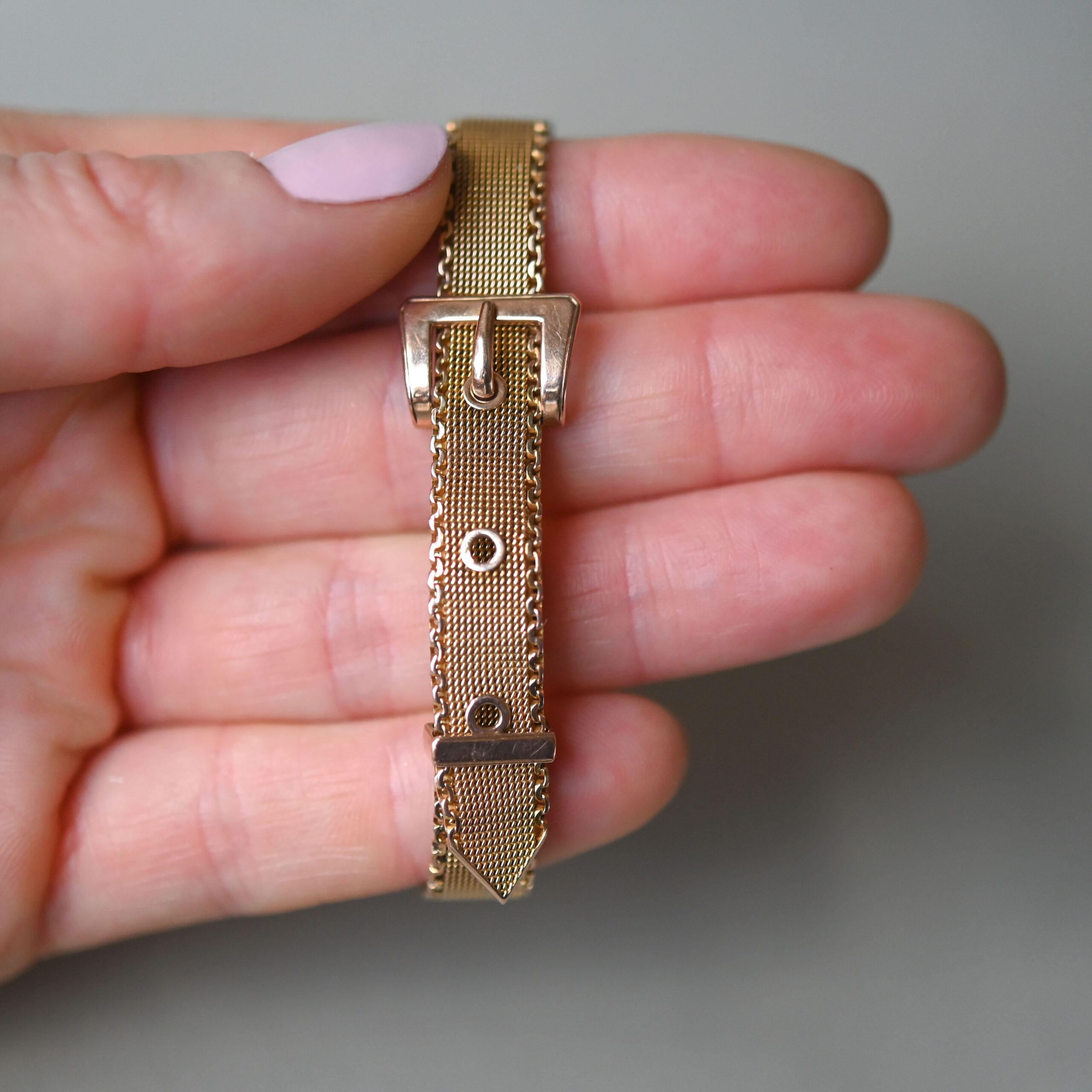 Edwardian 9ct gold woven buckle bracelet c.1909 - Image 3