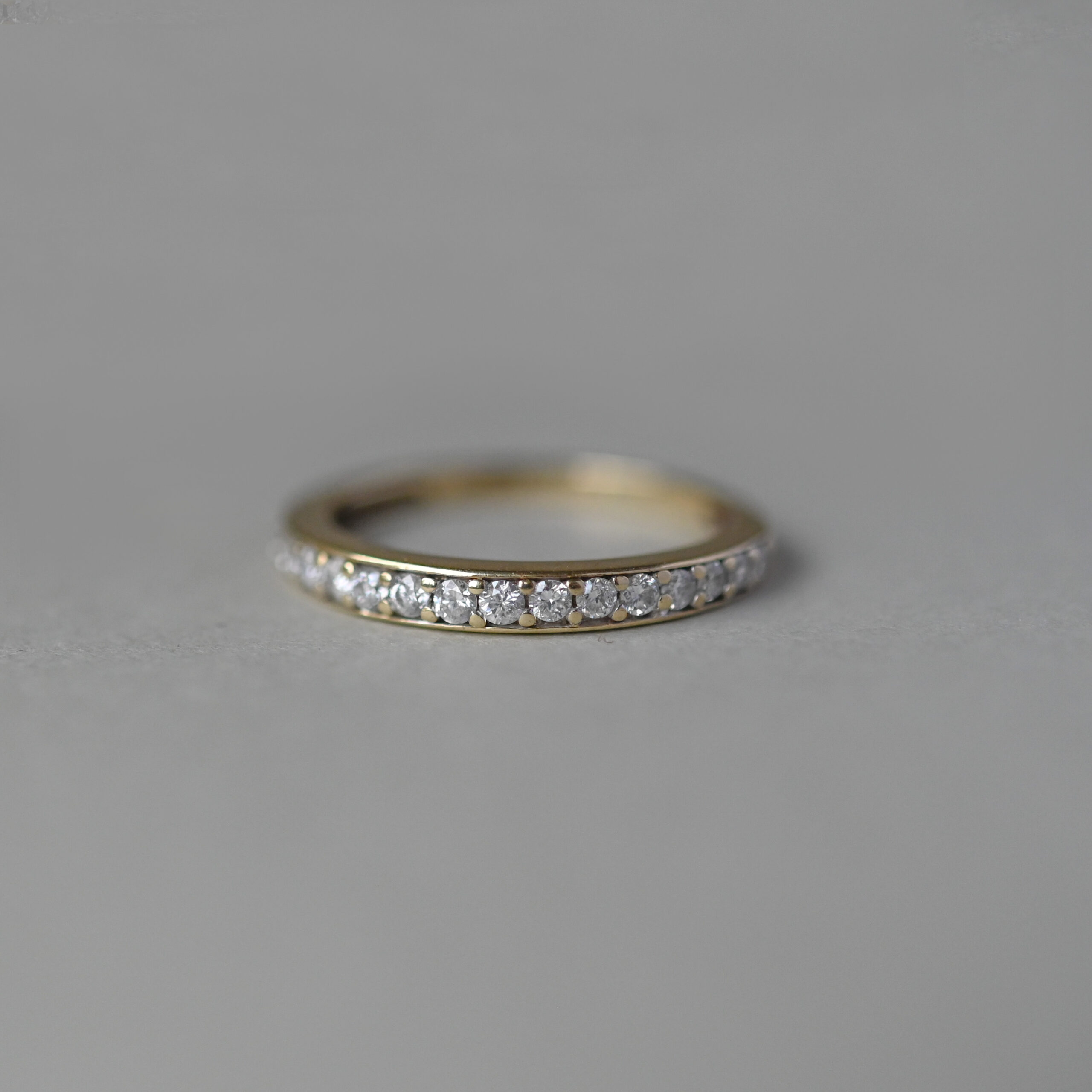 Contemporary 9ct gold diamond half eternity stacking ring, 0.32 carats