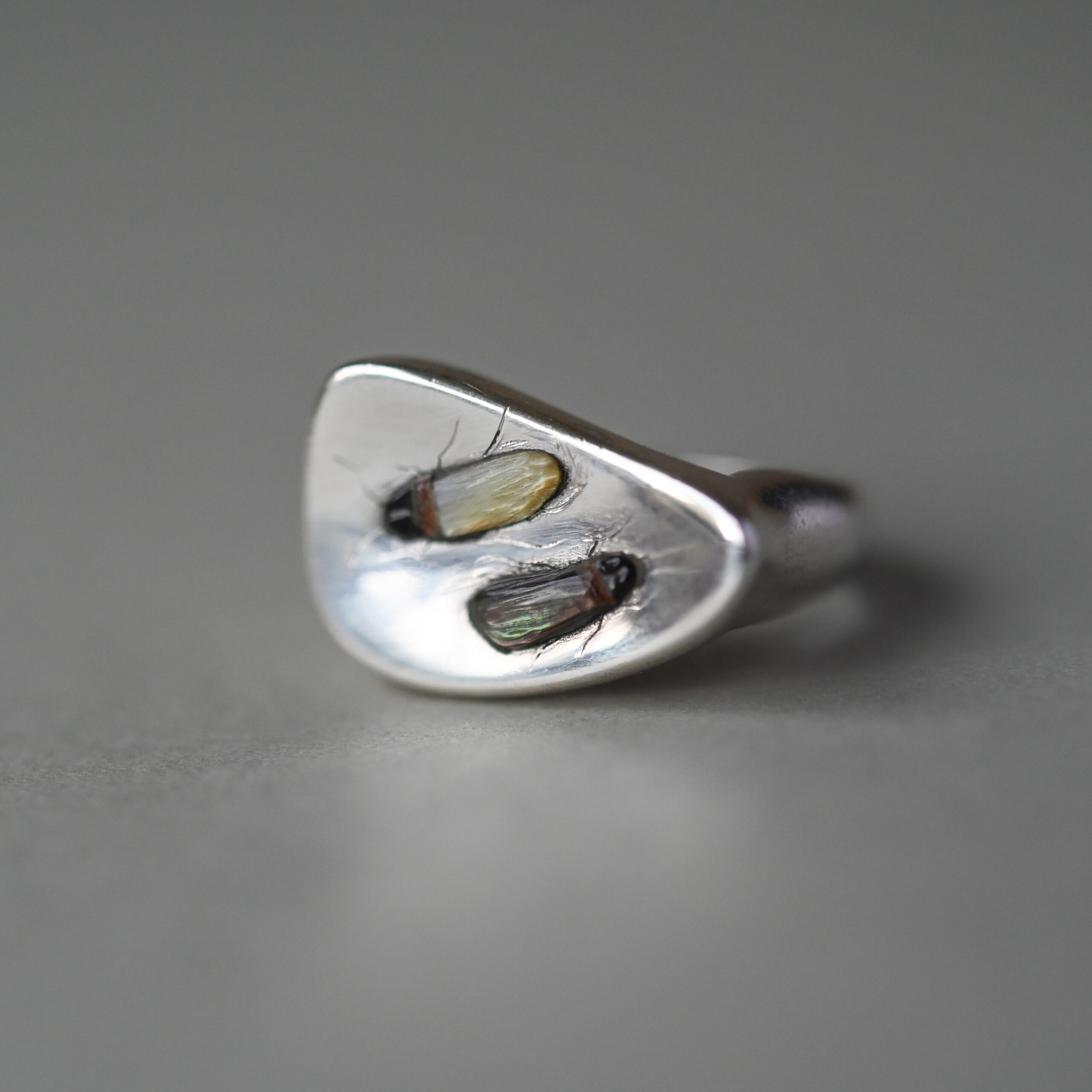 Vintage Shibamaya bug sterling silver concave ring - Image 2