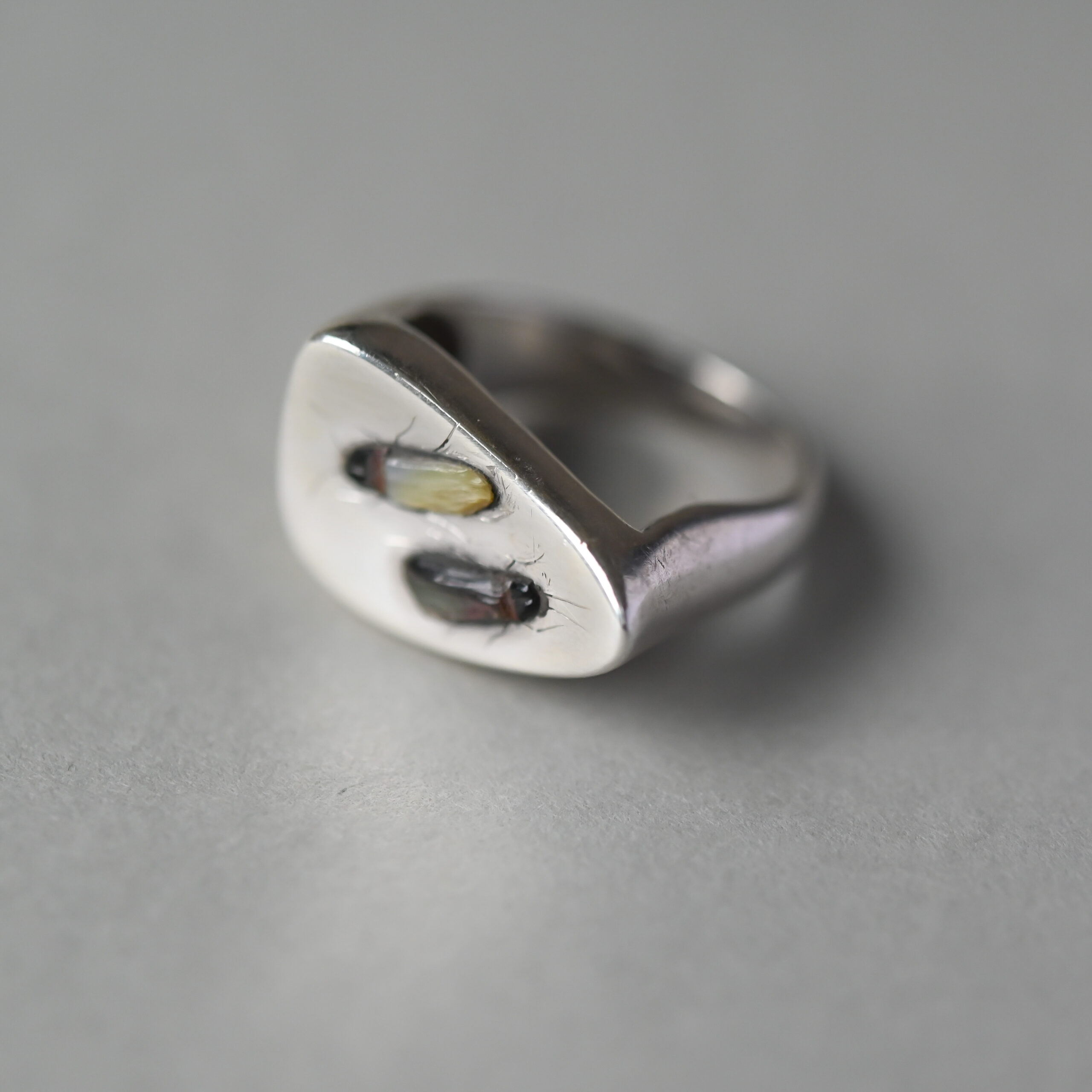 Vintage Shibamaya bug sterling silver concave ring - Image 3