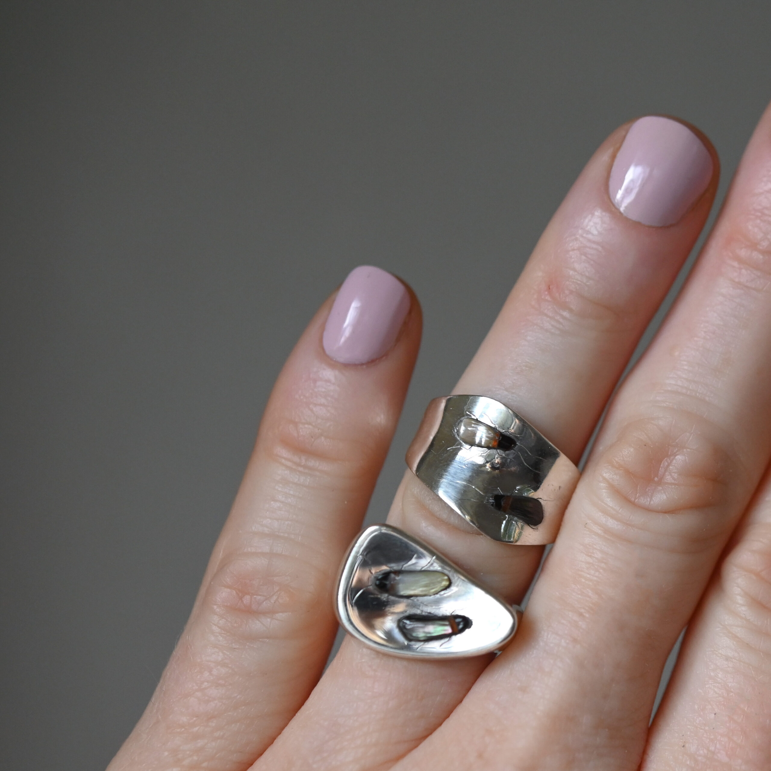 Vintage Shibamaya bug sterling silver concave ring - Image 4