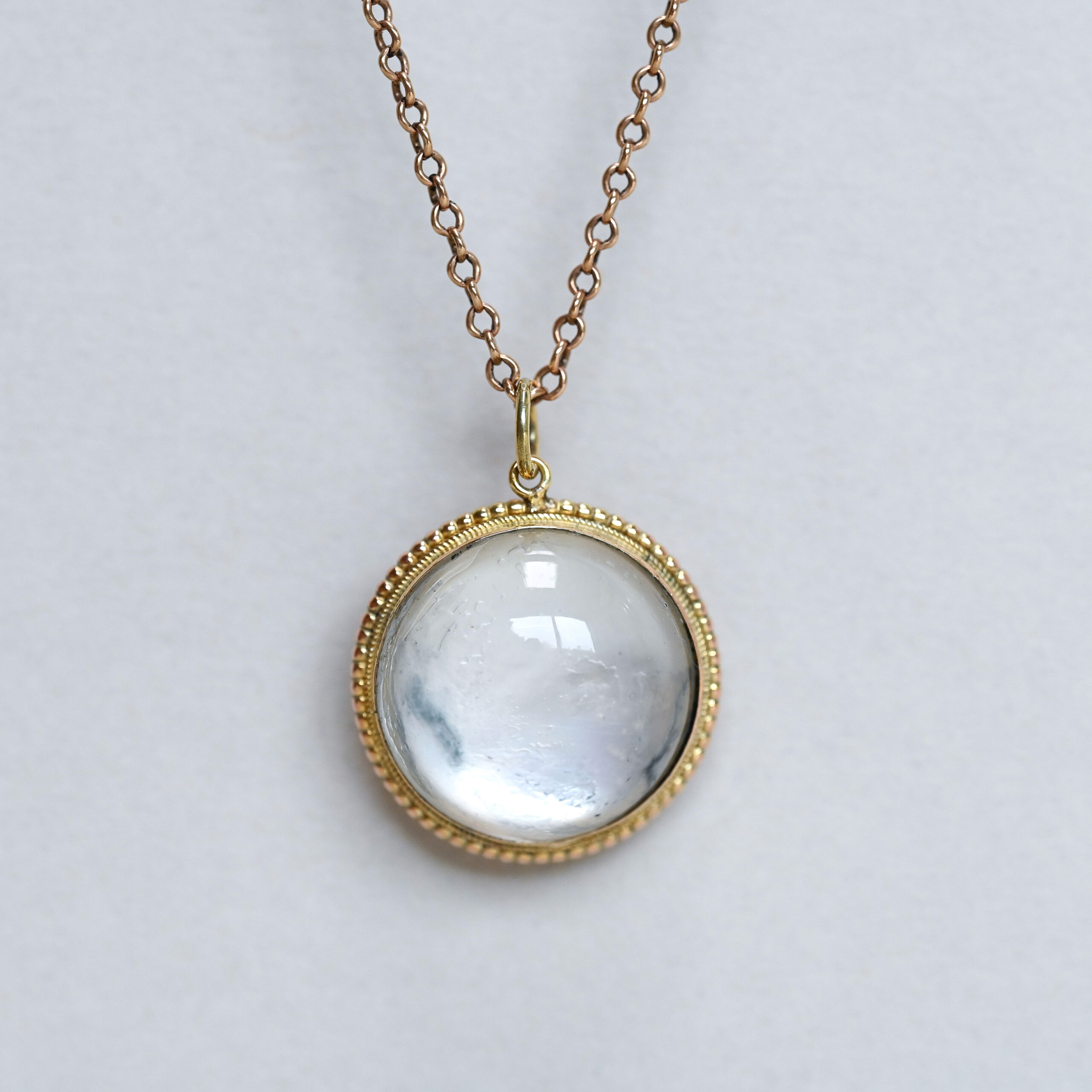 Antique Victorian 15ct gold rock crystal pendant c.1880s