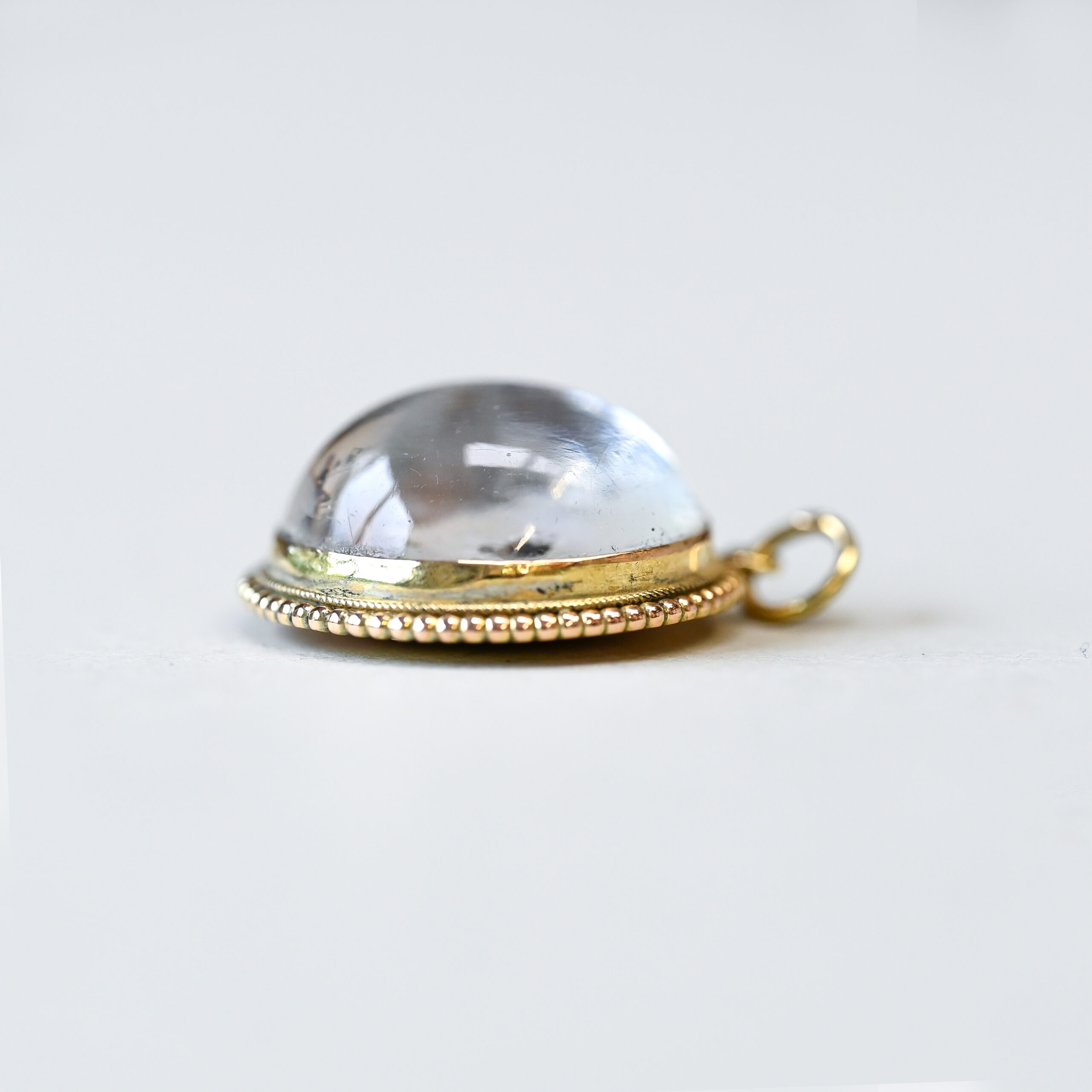 Antique Victorian 15ct gold rock crystal pendant c.1880s - Image 3